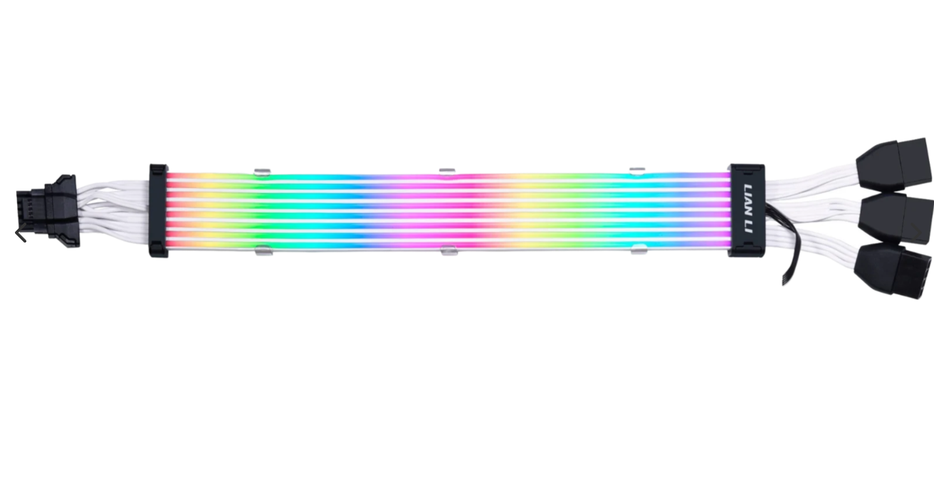 Lian Li Strimer plus V2 12+4pin to 3x 8-pin | 8 light guides