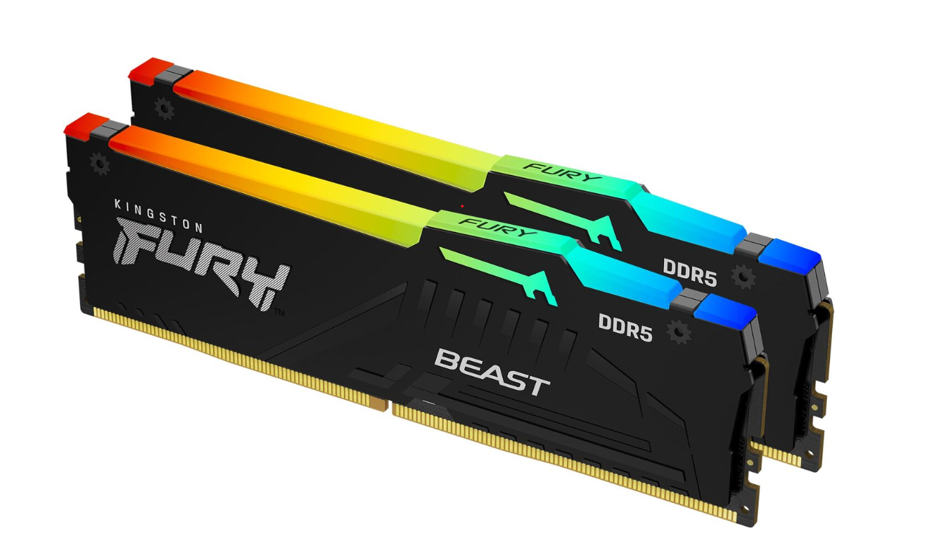 Kingston FURY Beast RGB DDR5-6000 – 32GB (2x16GB) – CL36 – Dual Channel – AMD EXPO – Svart med RGB