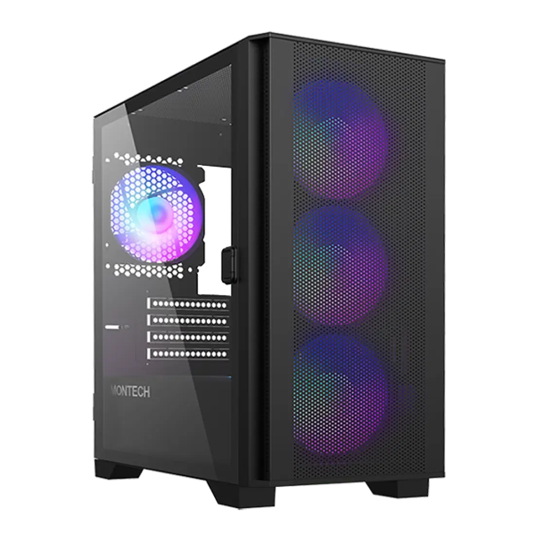 Montech Air 100 ARGB Black - Micro ATX, Tempered glass, 4x ARGB fans included