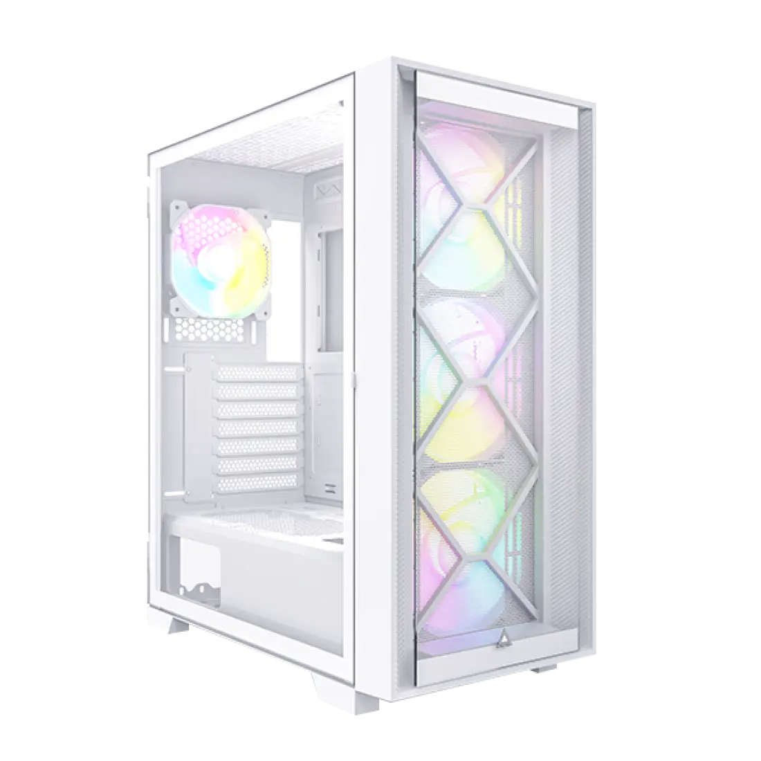 Montech Air 1000 Premium White - Midi Tower, Tempered glass, 3x 140mm+120mm ARGB fan, 2x front panels