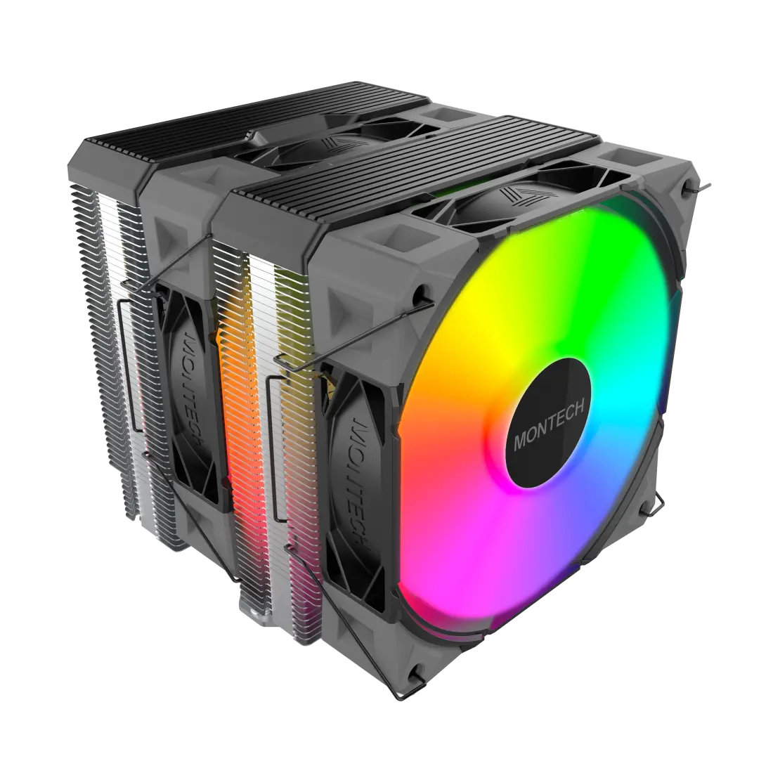 Montech NX600, dual tower, 6 HP CPU Cooler, ARGB, Black