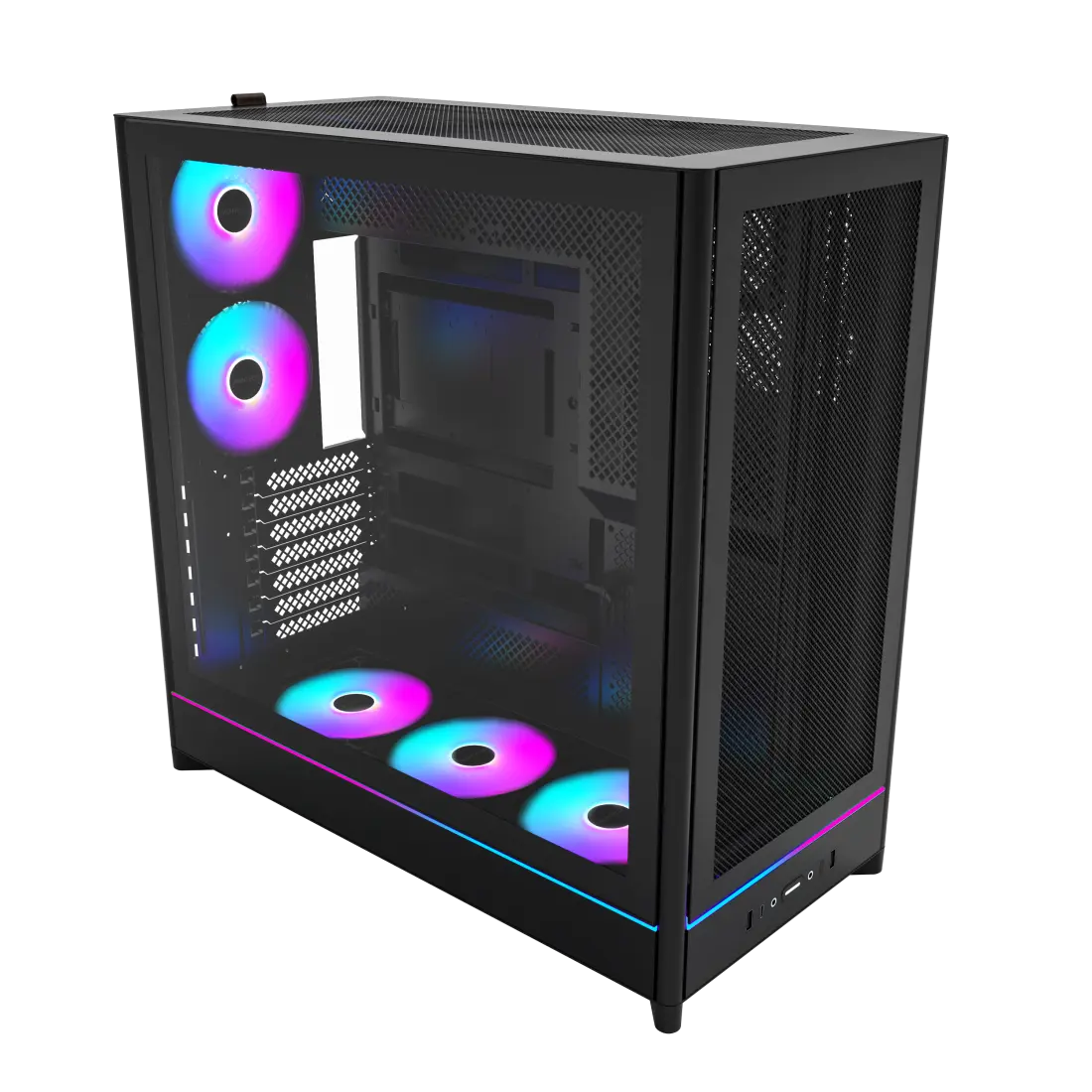 Montech HS01 PRO, ATX, Mesh front, 5 Pre-installed fans - Black