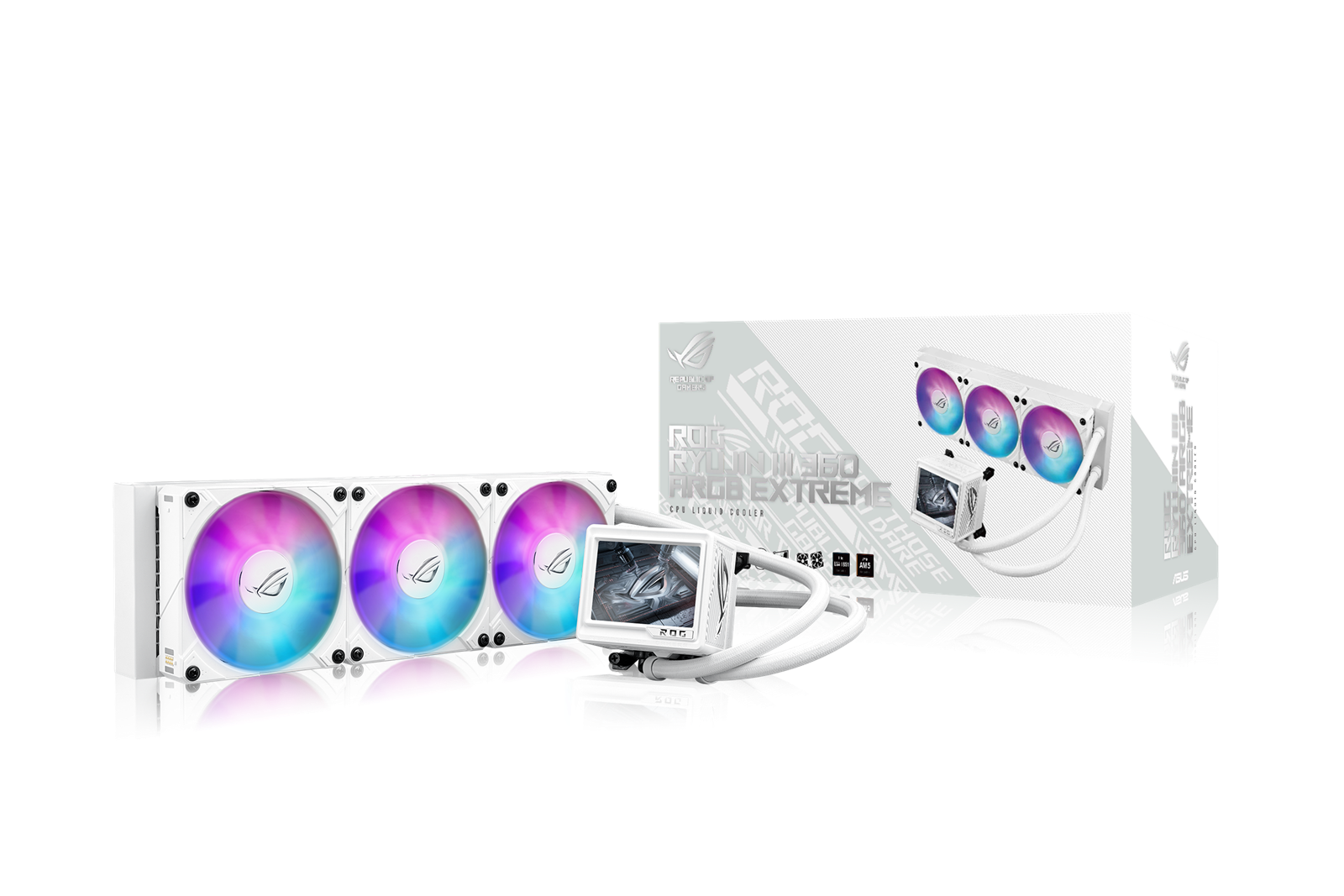 ASUS ROG RYUJIN III 360 ARBG EXTREME WHITE LCD AiO Liquid Cooler w. 3.5"" LCD, Asetek Gen8 pump