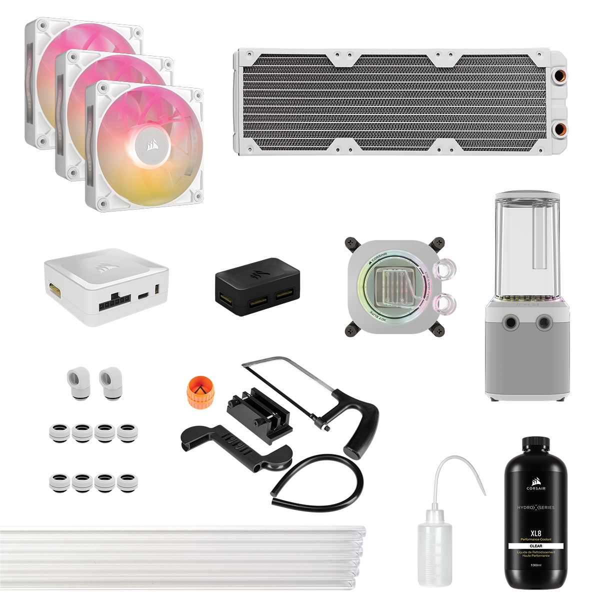 CORSAIR iCUE LINK XH505i RX 360 RGB Custom Cooling Kit, White