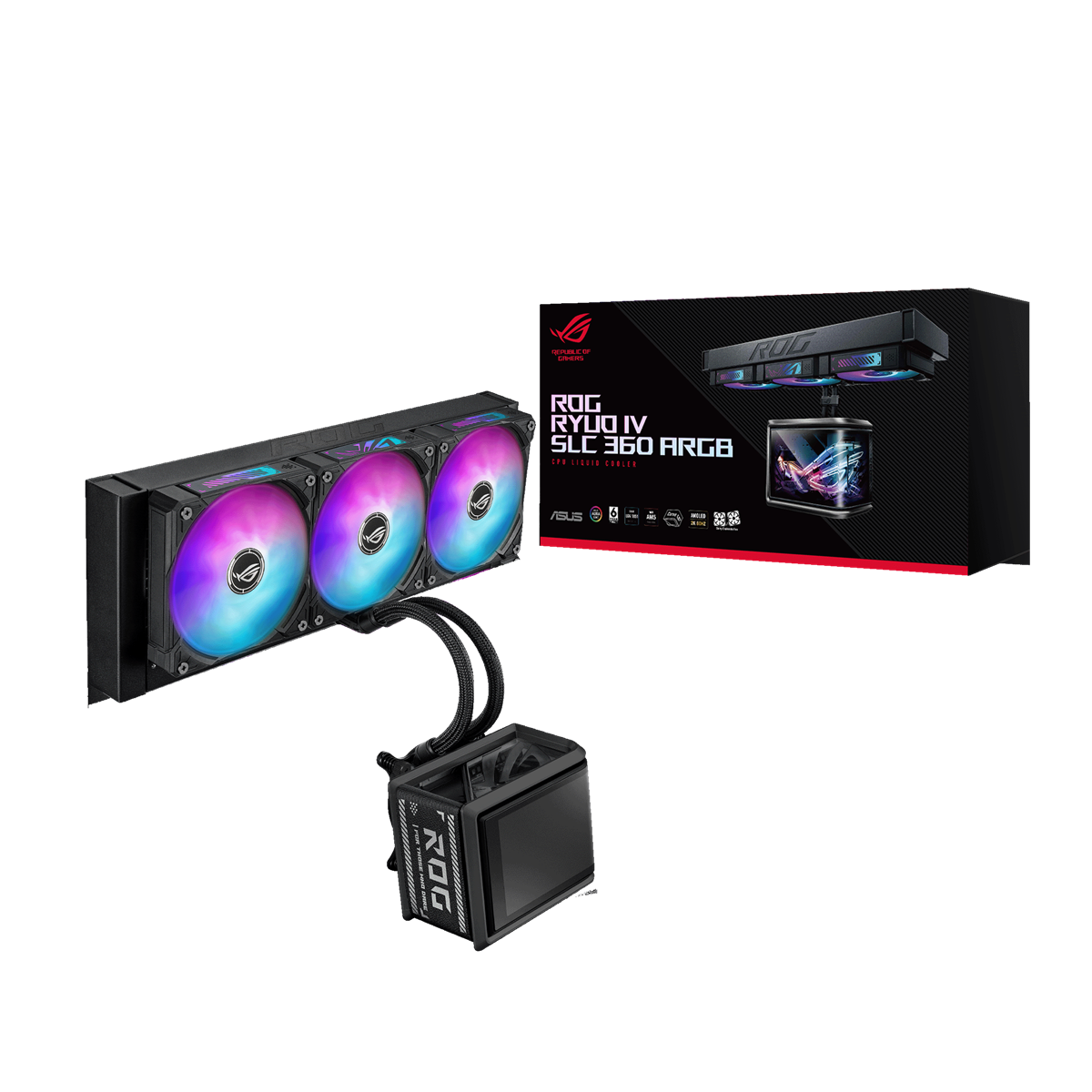 ASUS ROG RYUO IV SLC 360 ARGB AIO COOLER with Curved 6.67"" AMOLED Display