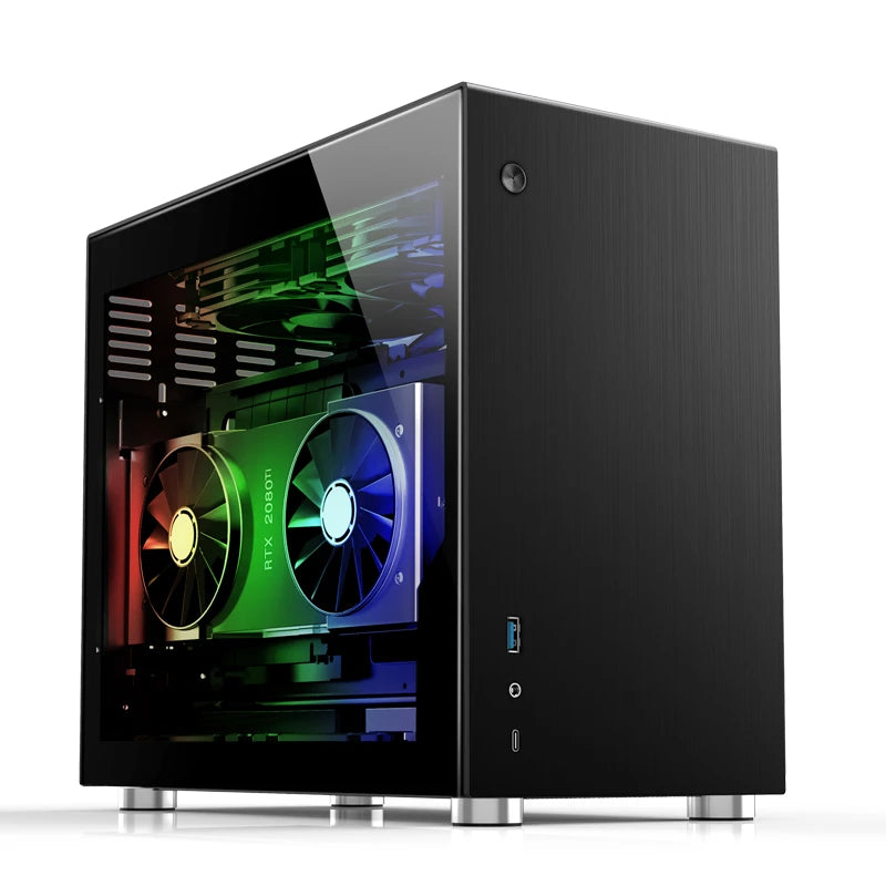 Jonsbo V10 Mini-ITX case, Tempered Glass - black