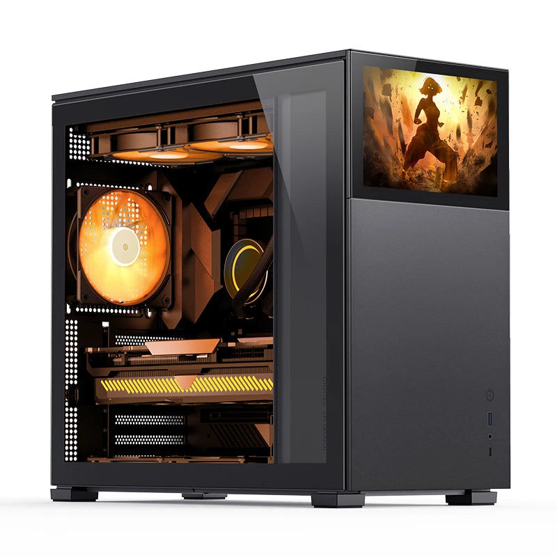 Jonsbo D41 Screen ATX Case, Tempered Glass - black