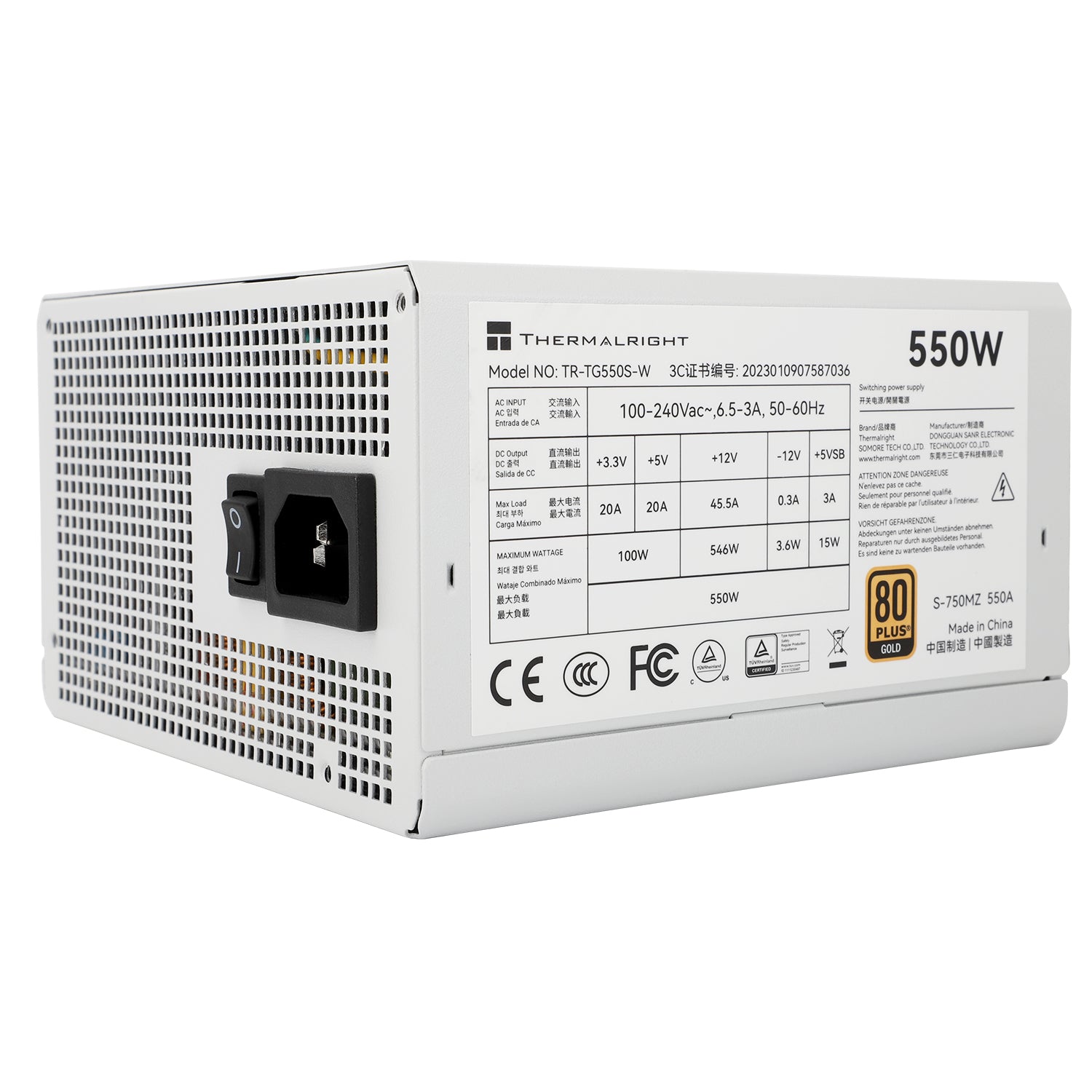Thermalright TR-TG 550S-W White - PSU, 80+ Gold, 550W, non-modular