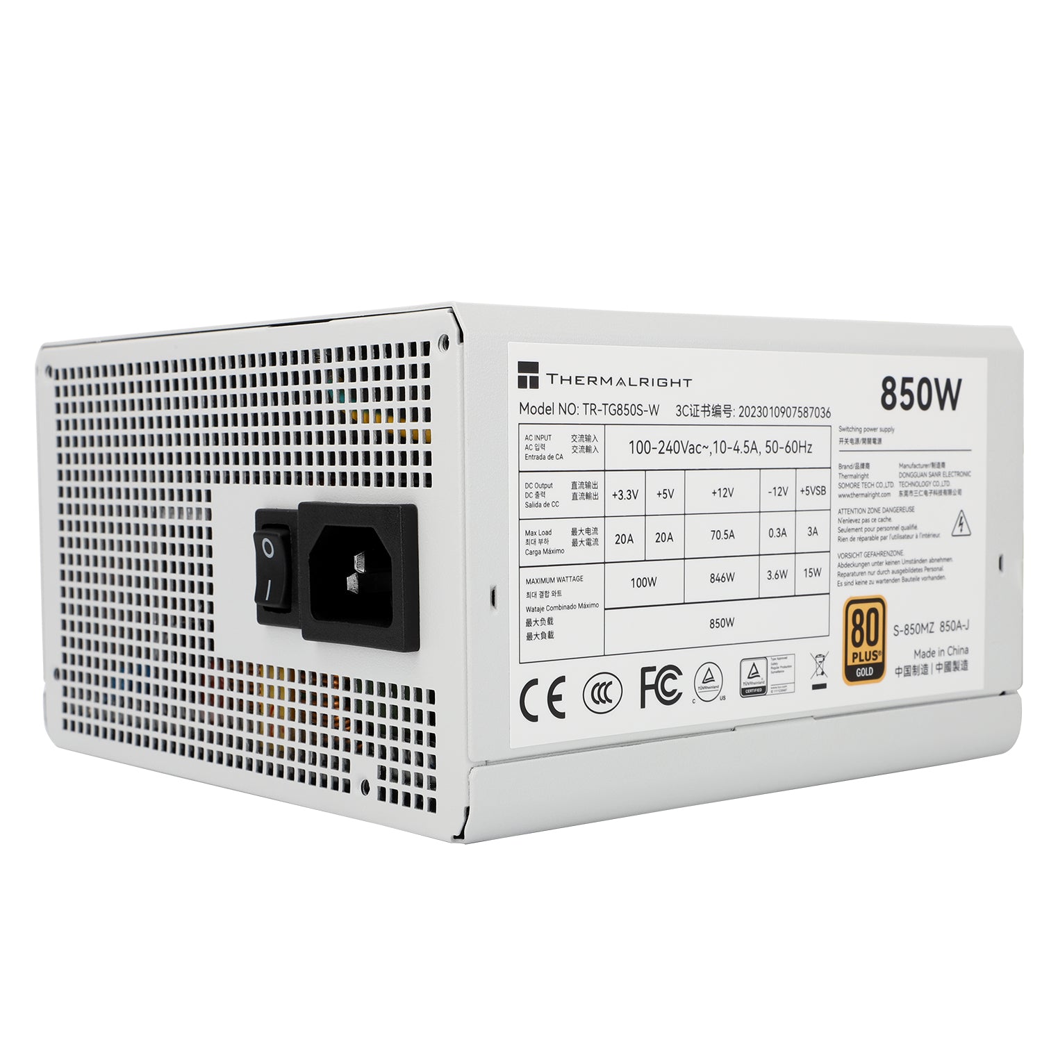 Thermalright TR-TG 850S-W White - PSU, 80+ Gold, 850W, non-modular