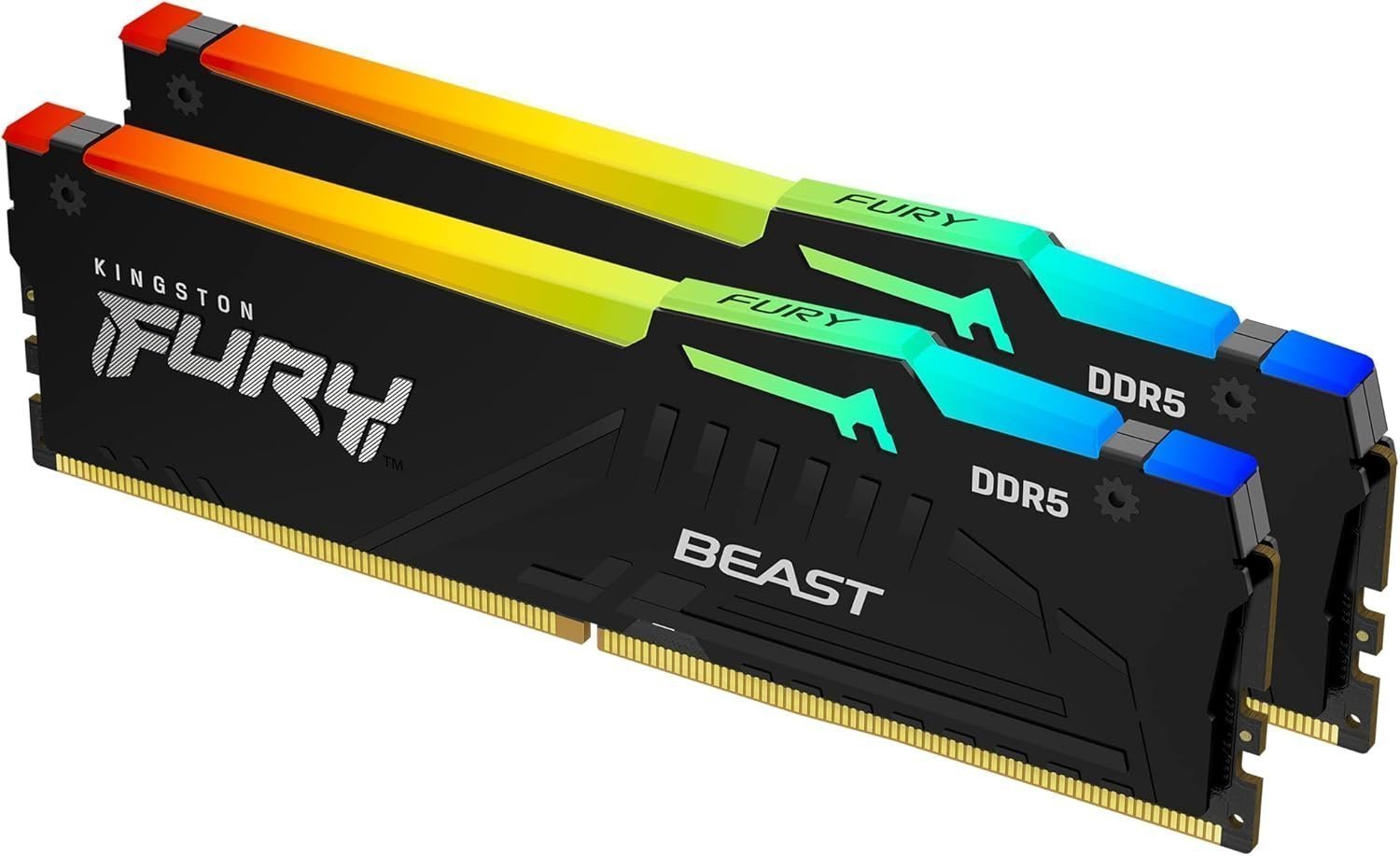 Kingston FURY Beast RGB DDR5-6000 – 16GB (2x8GB) – CL36 – Dual Channel – AMD EXPO – Svart med RGB