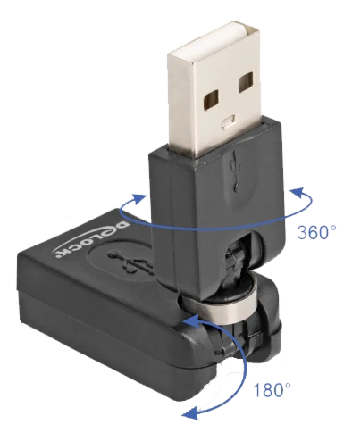 Rotation adapter USB 2.0-A male to female