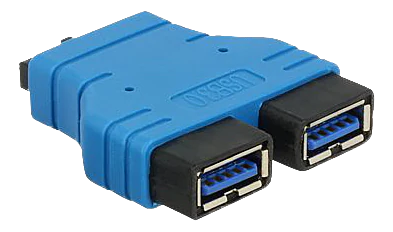 Adapter USB 3.2 Gen 1 pin header female > 2x Type-A fe