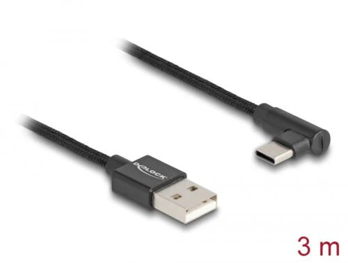 USB 2.0 Cable Type-A male to USB Type-C™ male angled 3 m