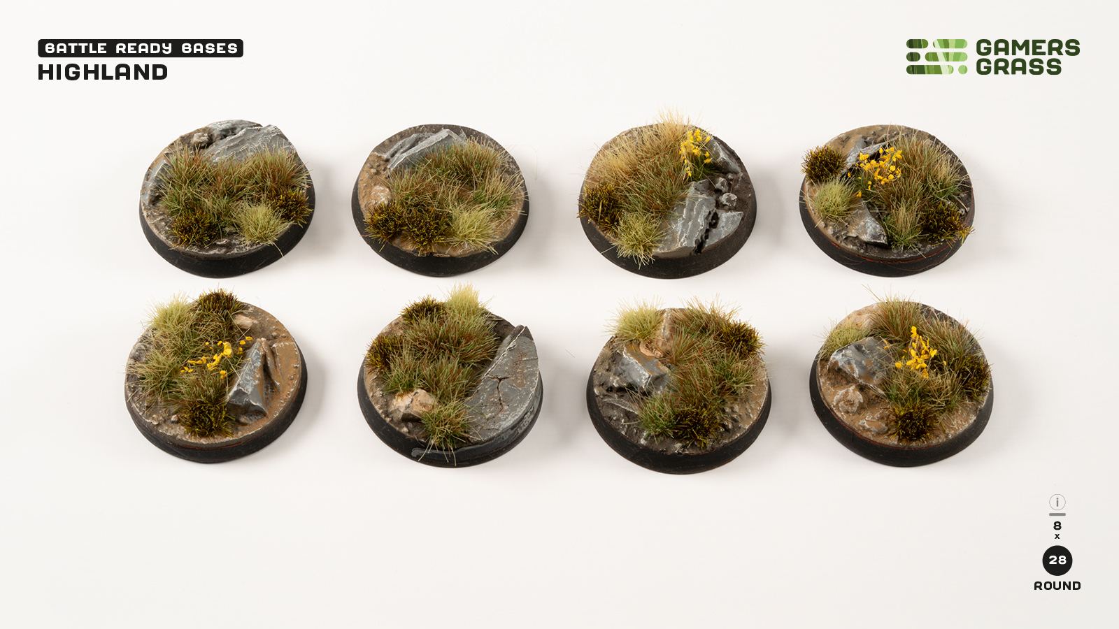 Highland Bases Round 28mm (x8)