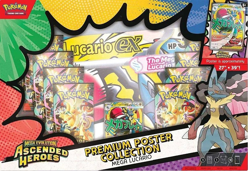 Pokémon TCG: Mega Evolution – Ascended Heroes Premium Poster Collection – Mega Lucario (ENG)