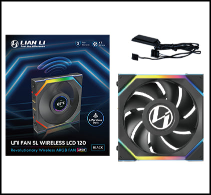 Lian Li UNI FAN SL Trådløs LCD, Sort - 120mm