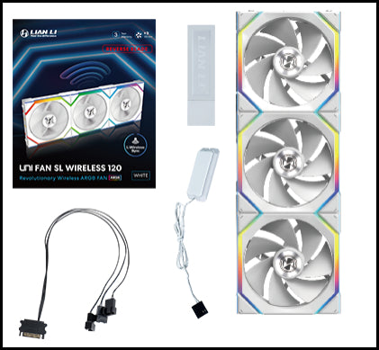Lian Li UNI FAN SL Trådløs Reverse, 3-pak, Hvid - 120mm