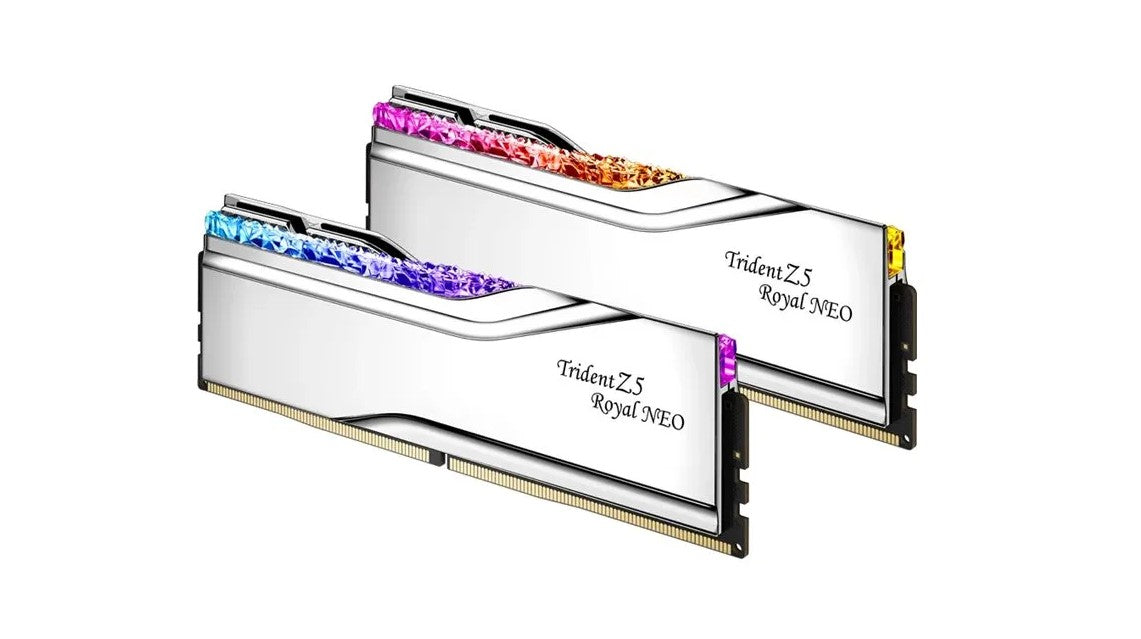 G.Skill Trident Z5 Royal Neo Silver DDR5-8000 – 48 GB (2×24 GB) – CL40 – AMD EXPO &amp; Intel XMP – Sølv med RGB