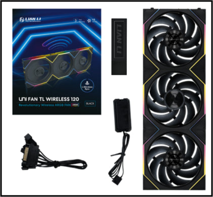 Lian Li UNI FAN TL Trådløs, 3-pak, Sort - 120mm