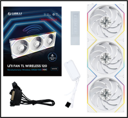 Lian Li UNI FAN TL Trådløs Reverse, 3-pak, Hvid - 120mm