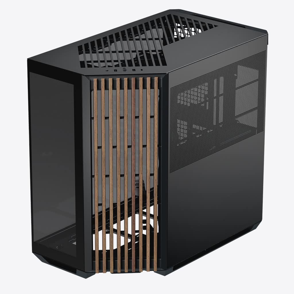 APNX V1, Midi-Tower, ATX, Tempered Glass - Wood, black