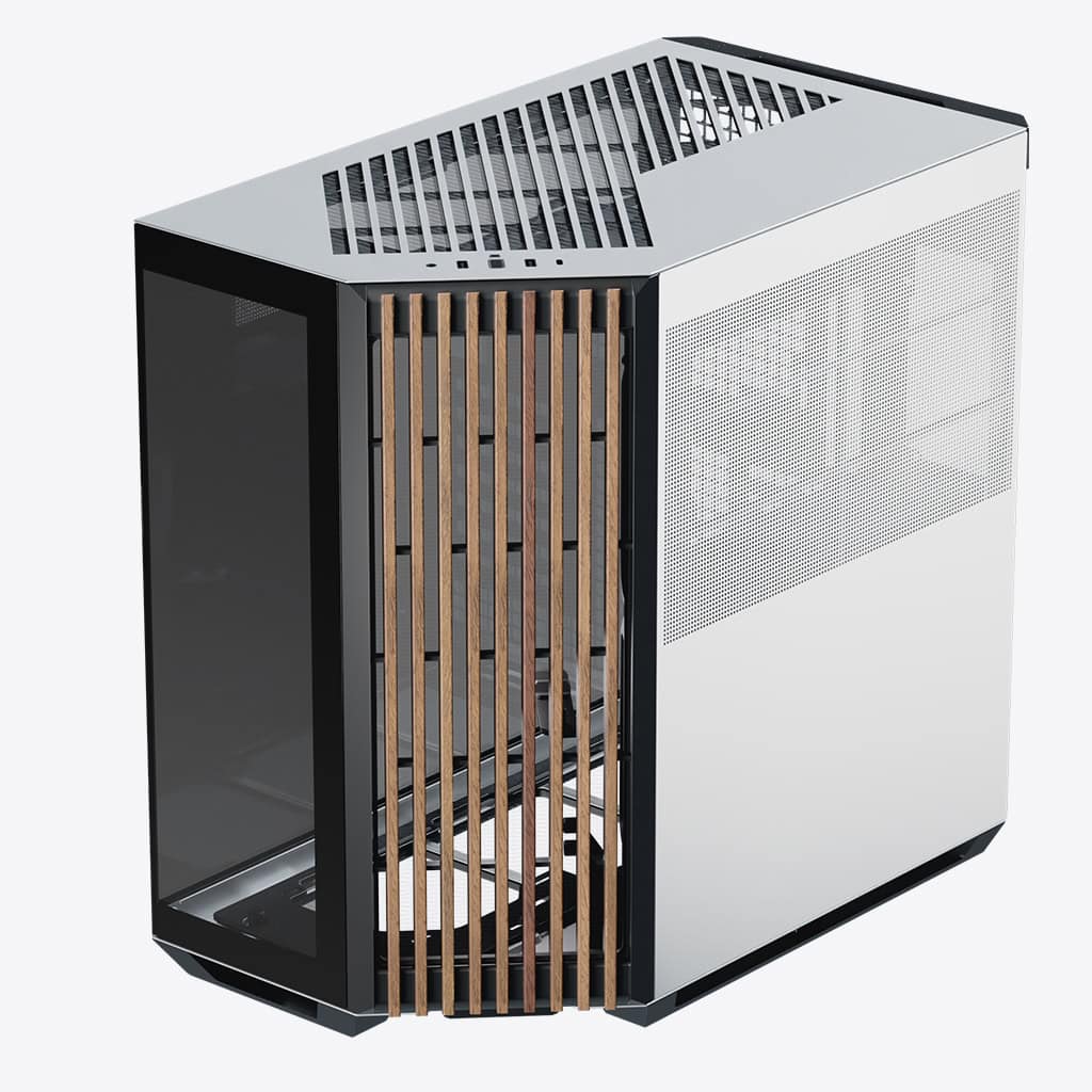APNX V1, Midi-Tower, ATX, Tempered Glass - Wood, black / white