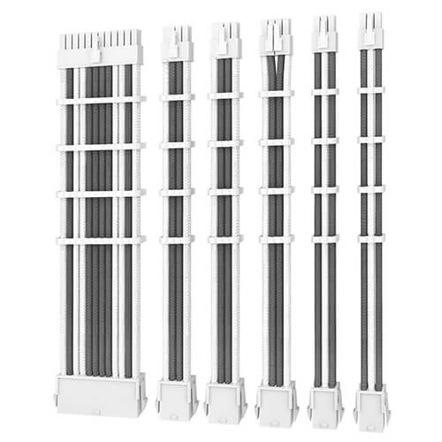 Antec White Connector PSU extension cable kit with 2 x PCI-E 8pin connectors - White/Grey