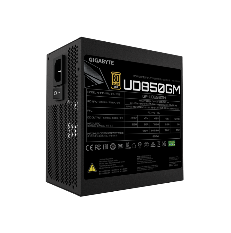 GIGABYTE UD850GM - 850 Watt - 120 mm - ATX - 80 Plus Gold certificate