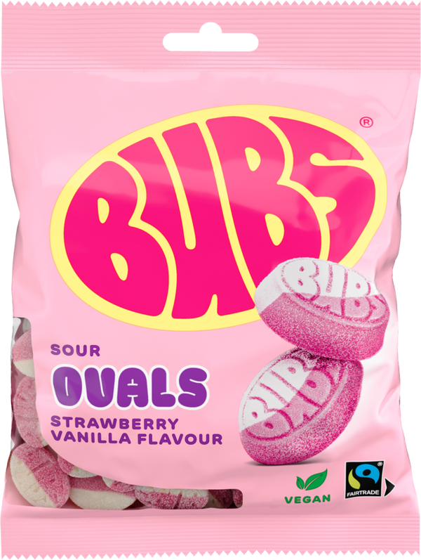 BUBS Godis Strawberry Vanilla Sour OVALS 90g