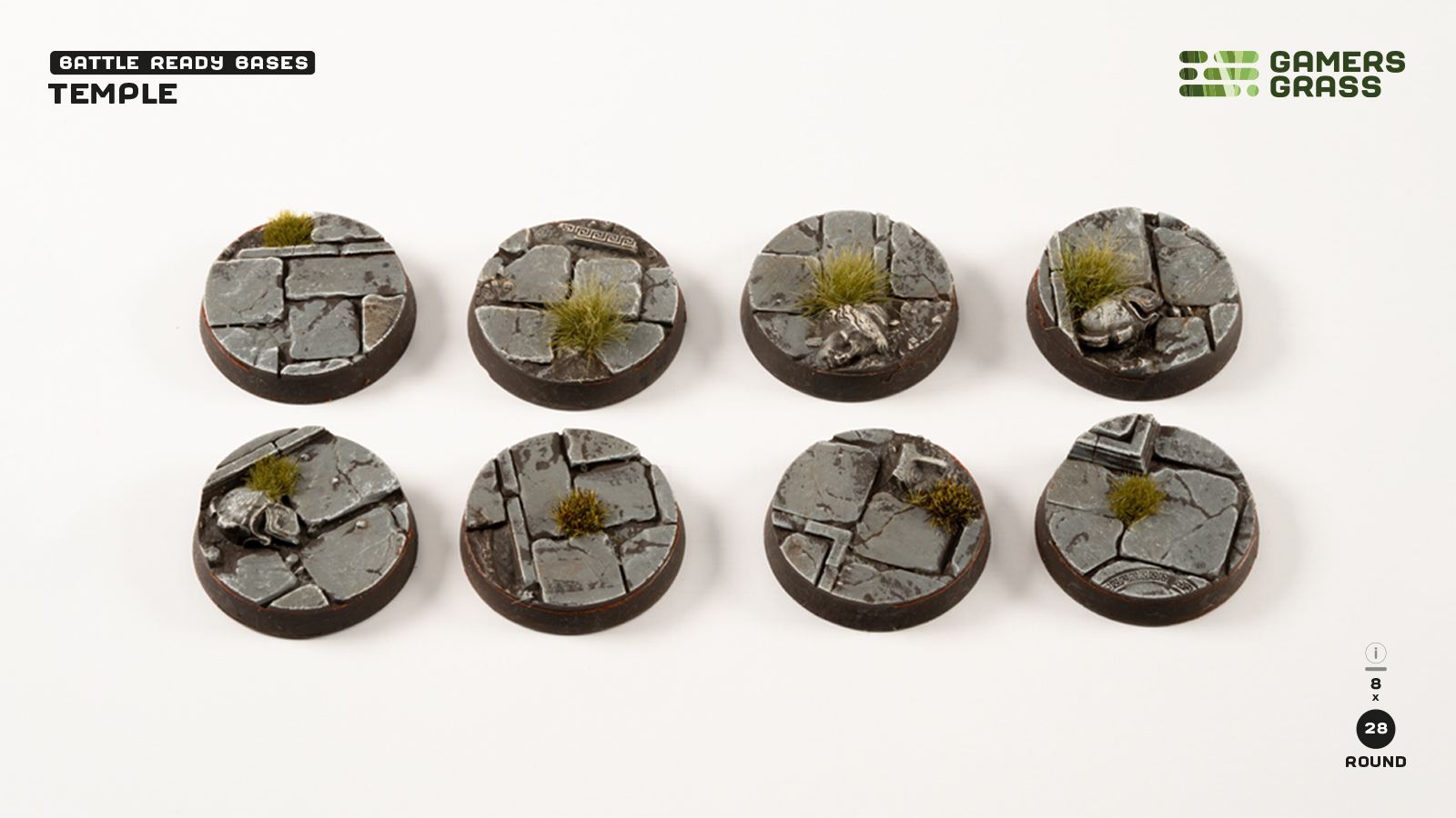 Temple Bases Round 28mm (x8)